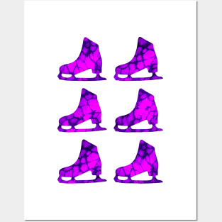 Watercolor Figure Skates (Magenta Purple) Posters and Art